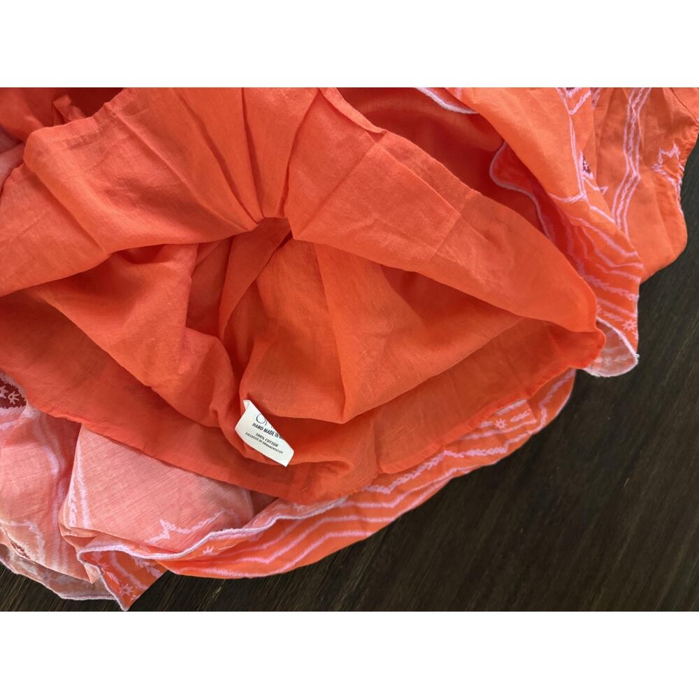 Omika Emeline Maxi Dress Womens Small Orange Vani Papaya Belted Shirt Tiered - Picture 7 of 14